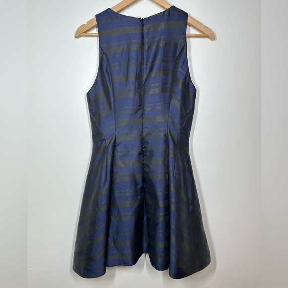 C/meo Collective Blue and Black Strioed Fit and Flare Dress Large - Picture 4 of 4